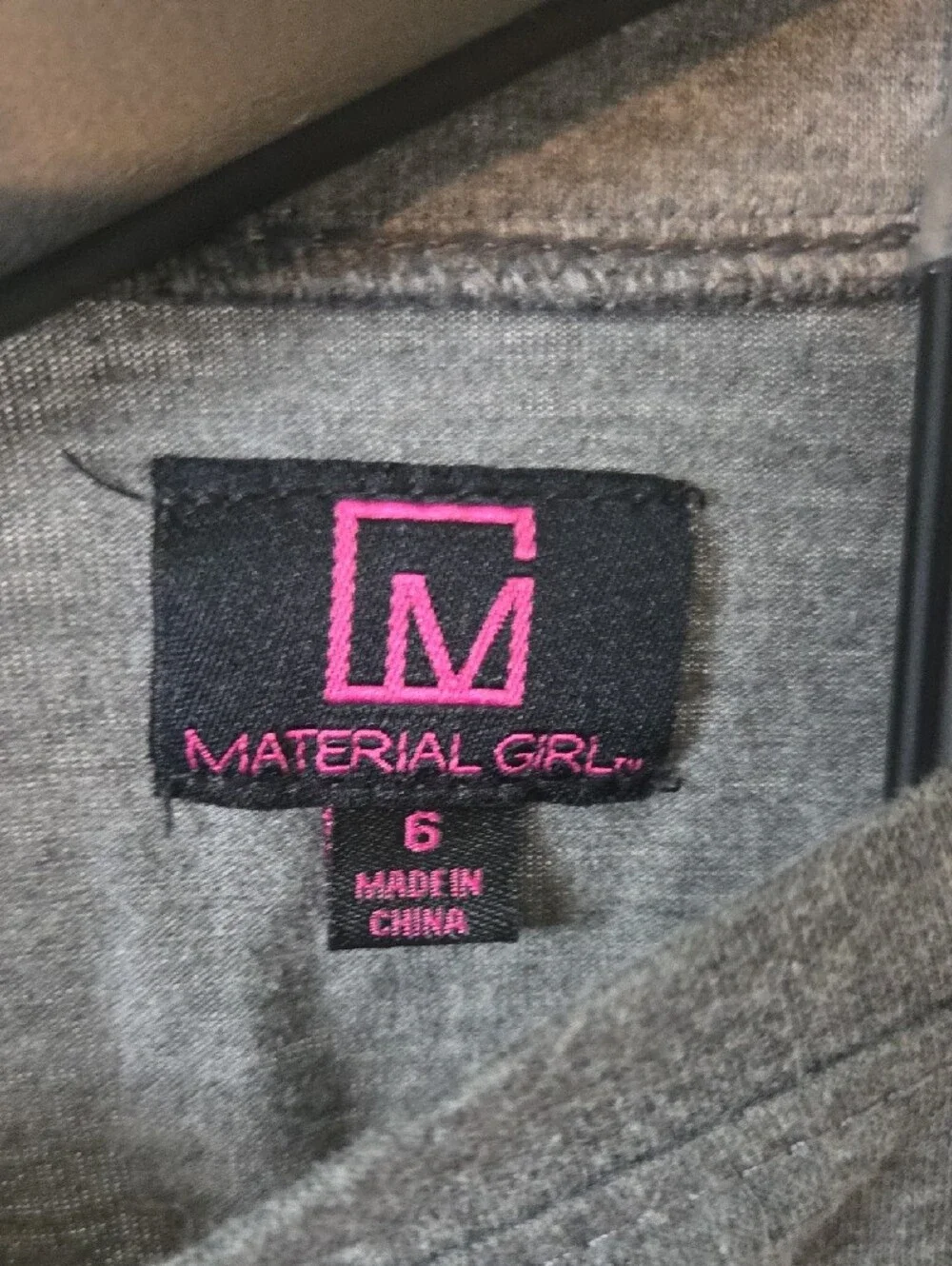 Material Girl Gray Tee Dress with Hot Pink Logo Accent